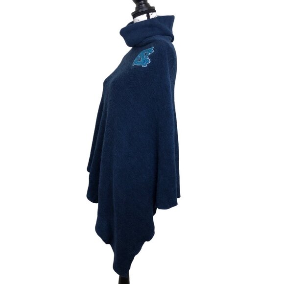 NFL Team Apparel Women’s Football Shawl North Carolina Sweater Poncho Blue - Picture 2 of 5
